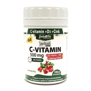 JutaVit C-vitamin 500mg nyújtott kioldódású + csipkebogyó + D3 vitamin + Cink 100x