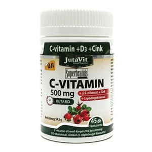 JutaVit C-vitamin 500mg nyújtott kioldódású + csipkebogyó + D3 vitamin + Cink 45x