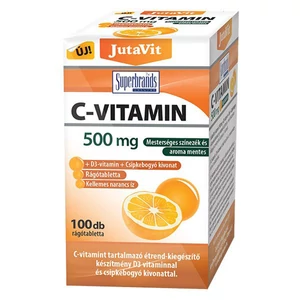 JutaVit C-vitamin 500mg, D3-vitamint és csipkebogyó kivonatot tartalmazó narancs ízű rágótabletta 100x