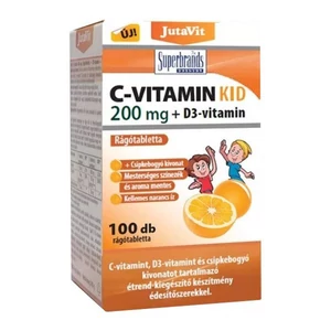JutaVit Kid C-vitamin 200 mg + D3-vitamin narancs ízű rágótabletta 100x