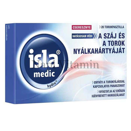 Isla Medic Hydro+ cseresznyés torokpasztilla 20x