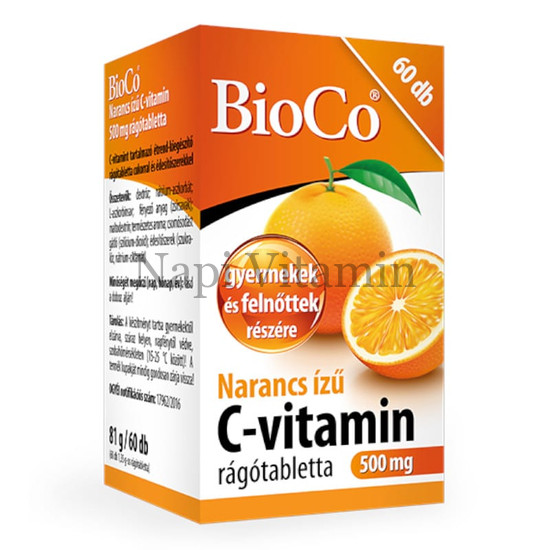 BioCo C-vitamin 500mg narancs ízű rágótabletta 60x