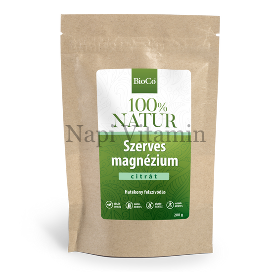 BioCo 100% NATUR szerves Magnézium-citrát por 200g