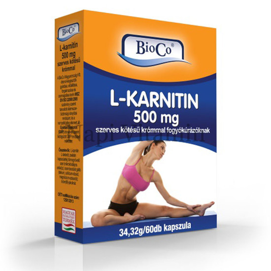 BioCo L-karnitin 500 mg kapszula szerves kötésű krómmal 60x