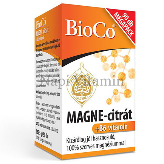 BioCo MAGNE-Citrát + B6-vitamin filmtabletta 90x