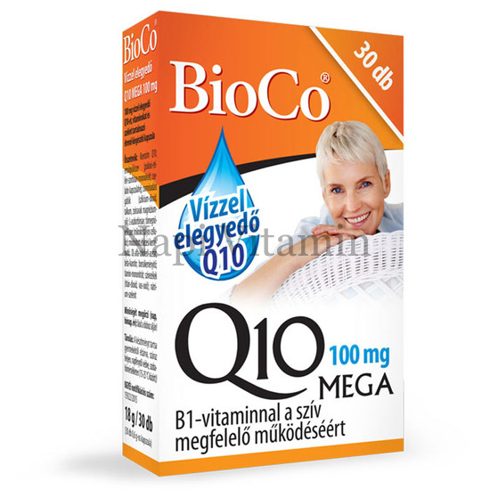BioCo Vízzel elegyedő 100mg Q10 MEGA + B1-vitamin kapszula 30x