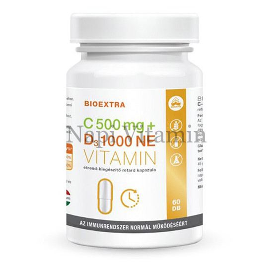 Bioextra C-vitamin 500 mg + D3-vitamin 1000 NE retard kapszula 60x
