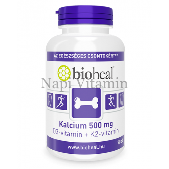 Bioheal Kalcium 500 mg + D3-vitamin + K2-vitamin 70x