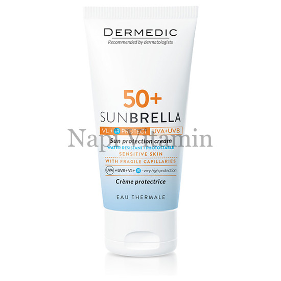Dermedic Sunbrella Fényvédő arckrém SPF 50+ rozáceás, kipirosodásra hajlamos bőrre 50ml