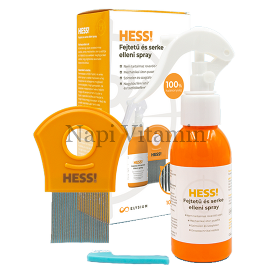 HESS! Fejtetű és serke elleni spray fém tetűfésűvel és tisztítókefével 100ml HESS! Fejtetű és serke elleni spray fém tetűfésűvel és tisztítókefével 100ml