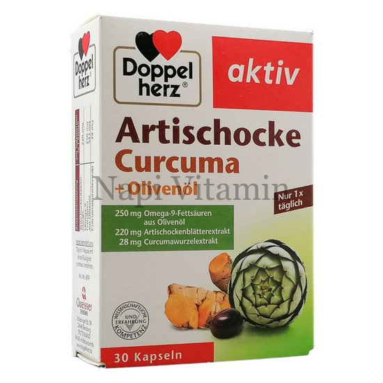 DoppelHerz Aktív articsóka + Olíva + Kurkuma kapszula 30x DoppelHerz Aktív articsóka + Olíva + Kurkuma kapszula 30x