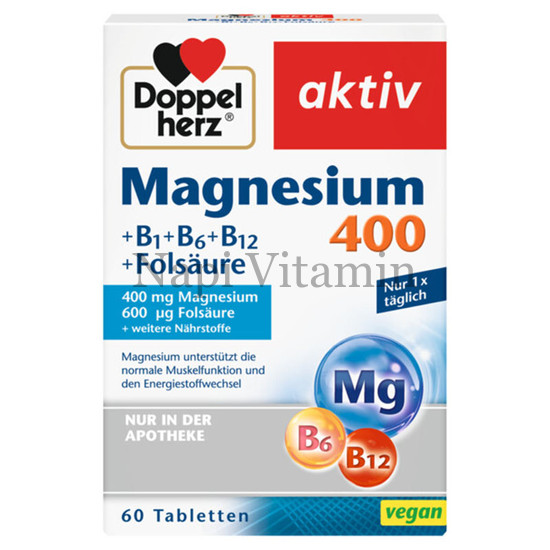 DoppelHerz Aktív Magnézium 400 B vitamin + Folsav tabletta 60x