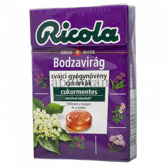 Ricola Bodzavirág ízű gyógynövényes cukorka 40g Ricola Bodzavirág ízű gyógynövényes cukorka 40g