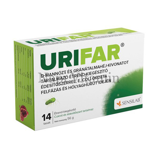 Urifar D-mannózt és gránátalma-kivonatot tartalmazó granulátum 14x