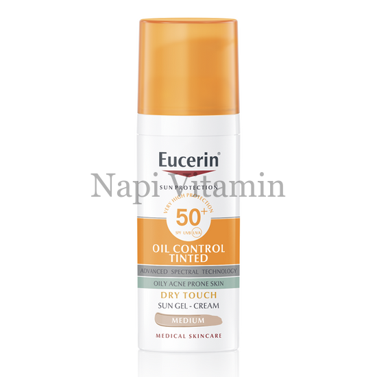 Eucerin Sun Oil Control színezett napozó krém-gél arcra medium SPF50+ 50ml