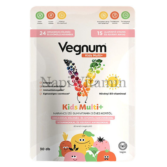 Vegnum Kid Multi+ narancs ízű gumivitamin 30x