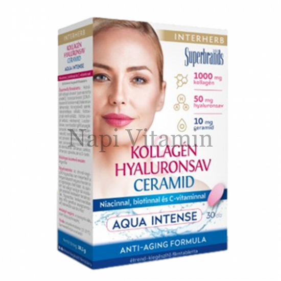 Interherb Kollagén & Hyaluronsav & Ceramid Szépségformula AQUA Intense tabletta 30x