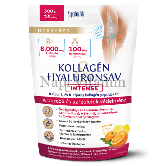 Interherb Kollagén & Hyaluronsav Porcépítő italpor INTENSE Narancs-Citrus ízű 300g - KÖZELI LEJÁRAT Interherb Kollagén & Hyaluronsav Porcépítő italpor INTENSE Narancs-Citrus ízű 300g - KÖZELI LEJÁRAT