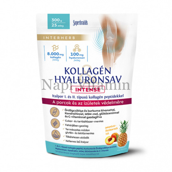 Interherb Kollagén & Hyaluronsav Porcépítő italpor Intense Ananász-Őszibarack 300g Interherb Kollagén & Hyaluronsav Porcépítő italpor Intense Ananász-Őszibarack 300g