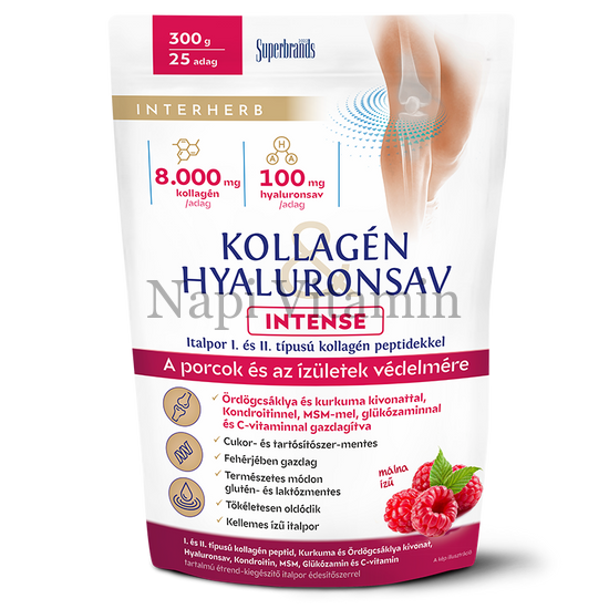 Interherb Kollagén & Hyaluronsav Porcépítő italpor INTENSE Málnaízű 300g Interherb Kollagén & Hyaluronsav Porcépítő italpor INTENSE Málnaízű 300g