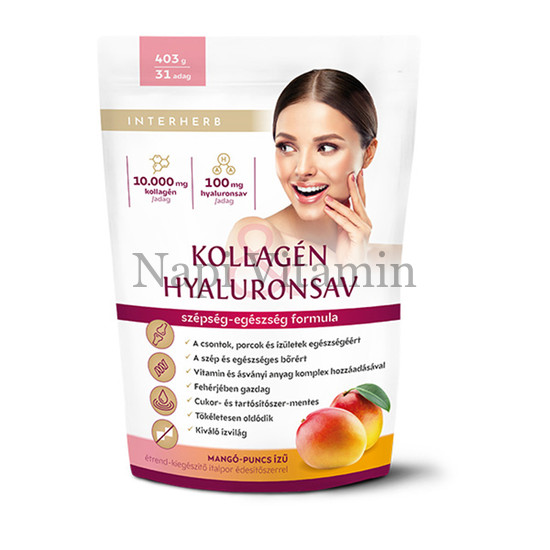 Interherb Kollagén & Hyaluronsav italpor Mangó-Puncs ízű 403g