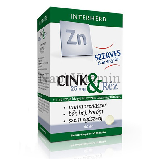 Interherb Szerves Cink 25mg & Réz tabletta 60x