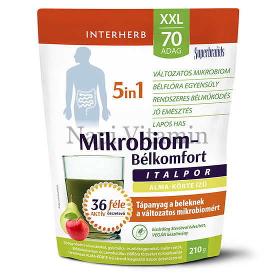 Interherb XXL Mikrobiom bélkomfort alma körte ízű italpor 210g Interherb XXL Mikrobiom bélkomfort alma körte ízű italpor 210g