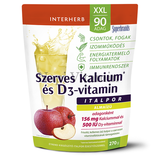 Interherb XXL Szerves kalcium + D3 vitamin almaízű italpor 270g