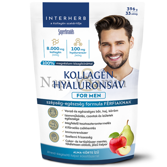 Interherb For Men kollagén & hyaluronsav italpor alma-körte ízű 396g Interherb For Men kollagén & hyaluronsav italpor alma-körte ízű 396g