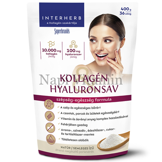 Interherb Intense kollagén & hyaluronsav por natur 400g