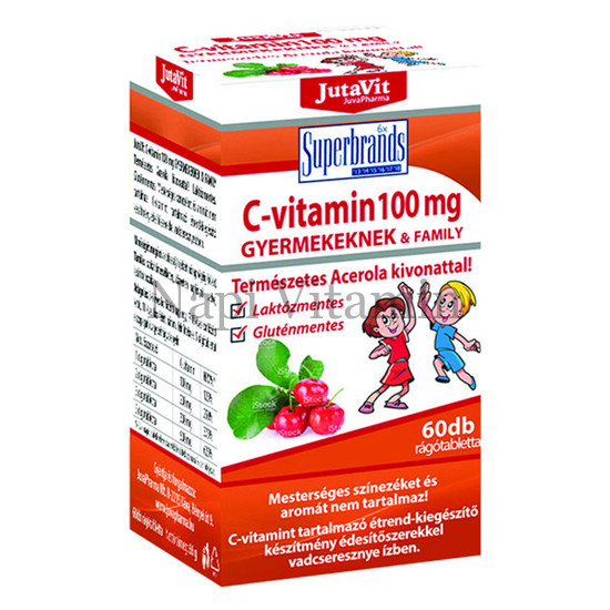 JutaVit C-vitamin 100 mg rágótabletta acerola gyermekeknek 60x JutaVit C-vitamin 100 mg rágótabletta acerola gyermekeknek 60x