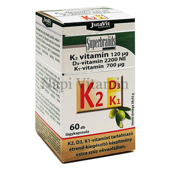 JutaVit K2-vitamin + D3-vitamin 2200NE + K1-vitamin 60x