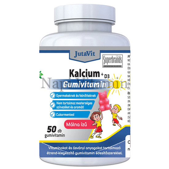 Jutavit Kalcium+D3 málna ízű cukmentes gumivitamin 50x