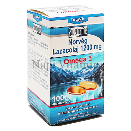 JutaVit Norvég lazacolaj 1200 mg Omega-3 lágykapszula 100x JutaVit Norvég lazacolaj 1200 mg Omega-3 lágykapszula 100x