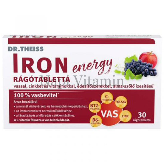 Dr. Theiss Iron Energy rágótabletta alma szőlő 30x