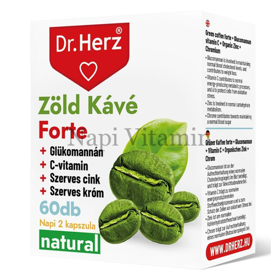 Dr. Herz Zöld Kávé Forte + C-vitamin + Glükomannán kapszula 60x