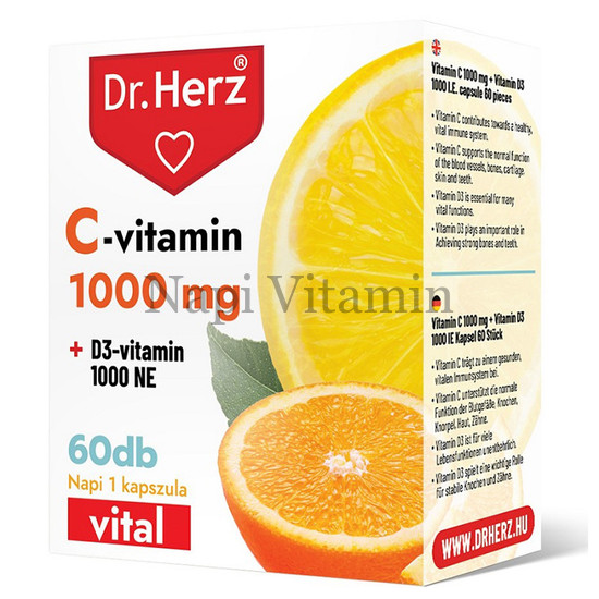 Dr. Herz C-vitamin 1000mg + D3-vitamin 1000NE kapszula 60x