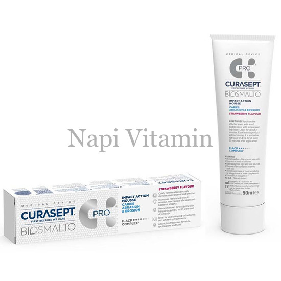 Curasept Biosmalto Mousse Pro hab fogszuvasodás ellen – eper íz 50ml