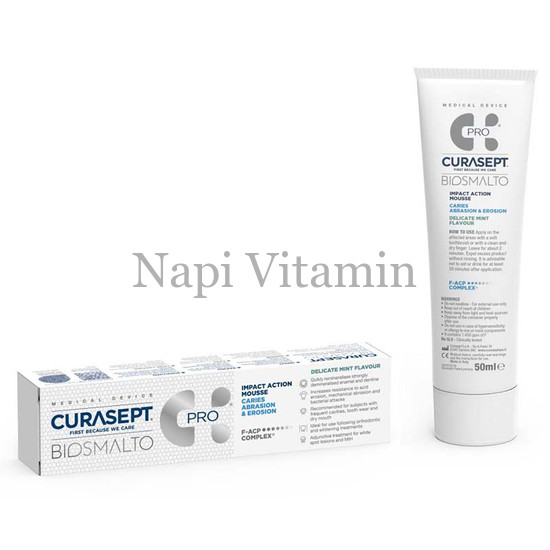Curasept Biosmalto Mousse Pro hab fogszuvasodás ellen - mentol íz 50ml