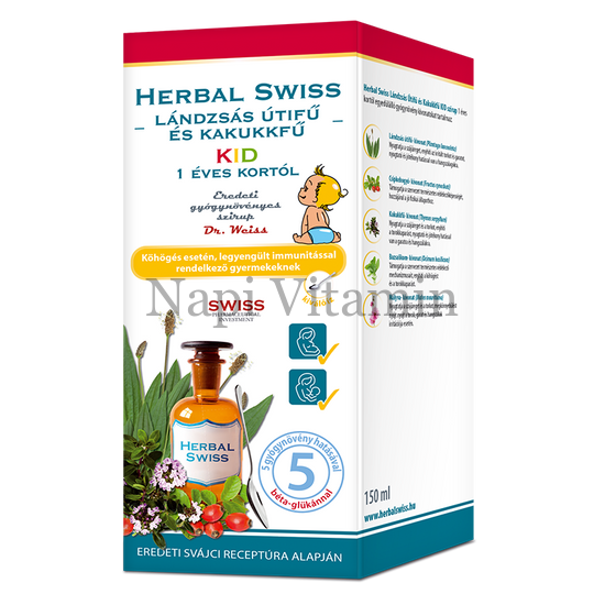 Herbal Swiss Kid Lándzsás útifű - Kakukkfű étrend-kiegészítő folyadék 150ml