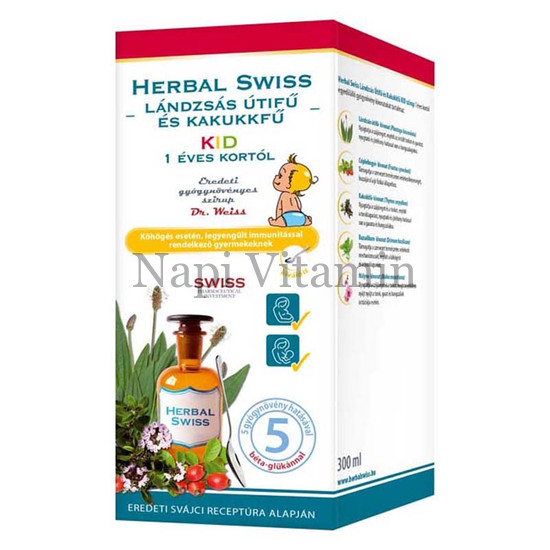 Herbal Swiss Kid Lándzsás útifű - Kakukkfű étrend-kiegészítő folyadék 300ml Herbal Swiss Kid Lándzsás útifű - Kakukkfű étrend-kiegészítő folyadék 300ml