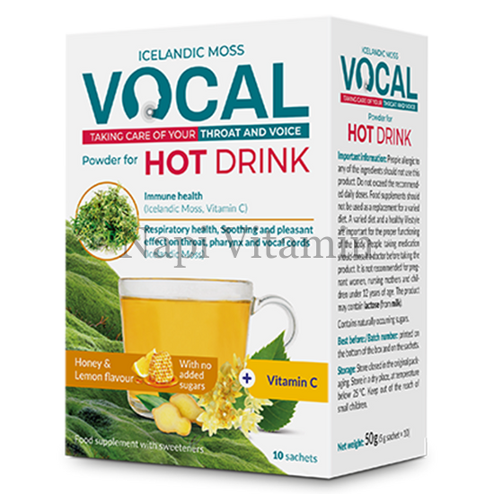 Vocal Hot Drink Méz & Citrom ízű forró italpor 10x -KÖZELI LEJÁRAT Vocal Hot Drink Méz & Citrom ízű forró italpor 10x -KÖZELI LEJÁRAT