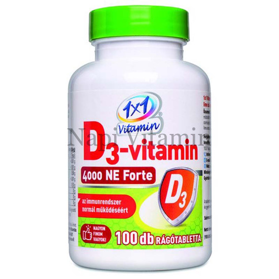 1x1 Vitamin D3-vitamin 4000NE Forte rágótabletta 100x