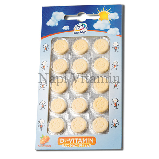 1X1 Vitamin D3-vitamin 400NE napocska formájú rágótabletta 15x