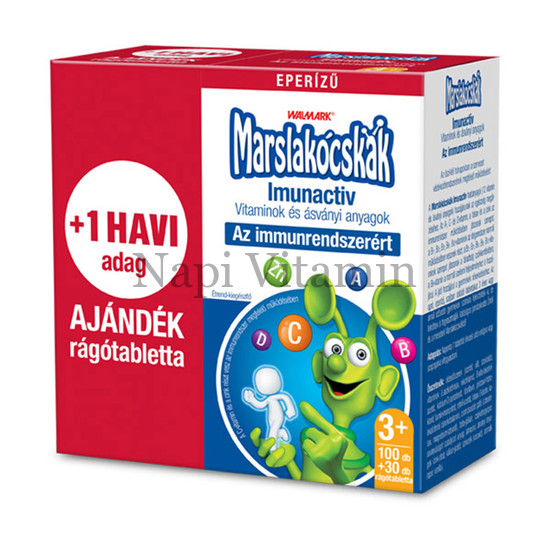 Walmark Marslakócskák Imunactiv eper ízű rágótabletta 100x+30x