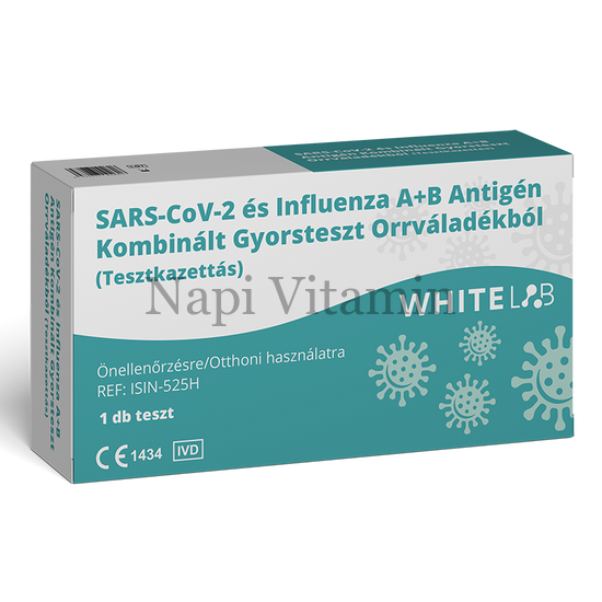 Whitelab Covid-19 és Influenza A+B antigén kombinált gyorsteszt orrváladékból 1x Whitelab Covid-19 és Influenza A+B antigén kombinált gyorsteszt orrváladékból 1x