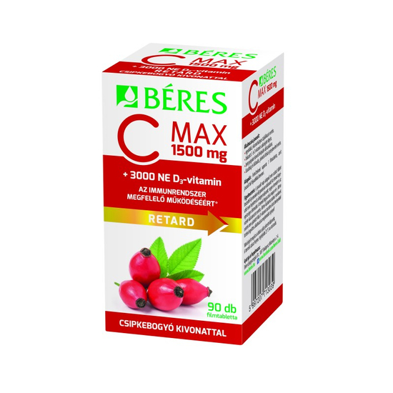 Béres C-vitamin 1500 mg csipkebogyó kivonattal + 3000 NE D3-vitamin retard filmtabletta 90x