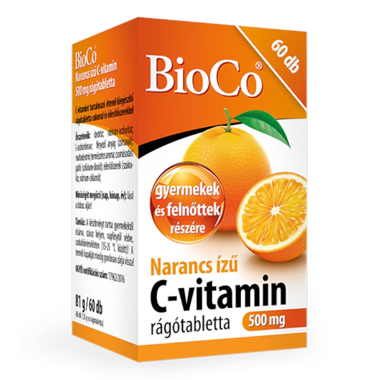 BioCo C-vitamin 500mg narancs ízű rágótabletta 60x
