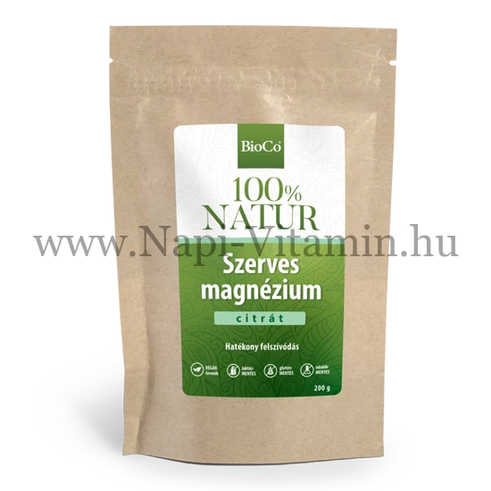BioCo 100% NATUR szerves Magnézium-citrát por 200g