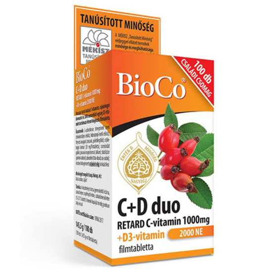 BioCo C+D Duo C-vitamin 1000 mg + D3-vitamin 2000NE retard tabletta 100x